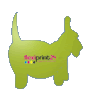 Acrylglasplatte in Hund-Form konturgefräst <br>einseitig 4/0-farbig bedruckt