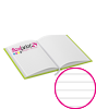 Notizbuch DIN A5 hoch, Umschlag: Hardcover 4/0-farbig, Inhalt: 256 linierte Inhaltsseiten